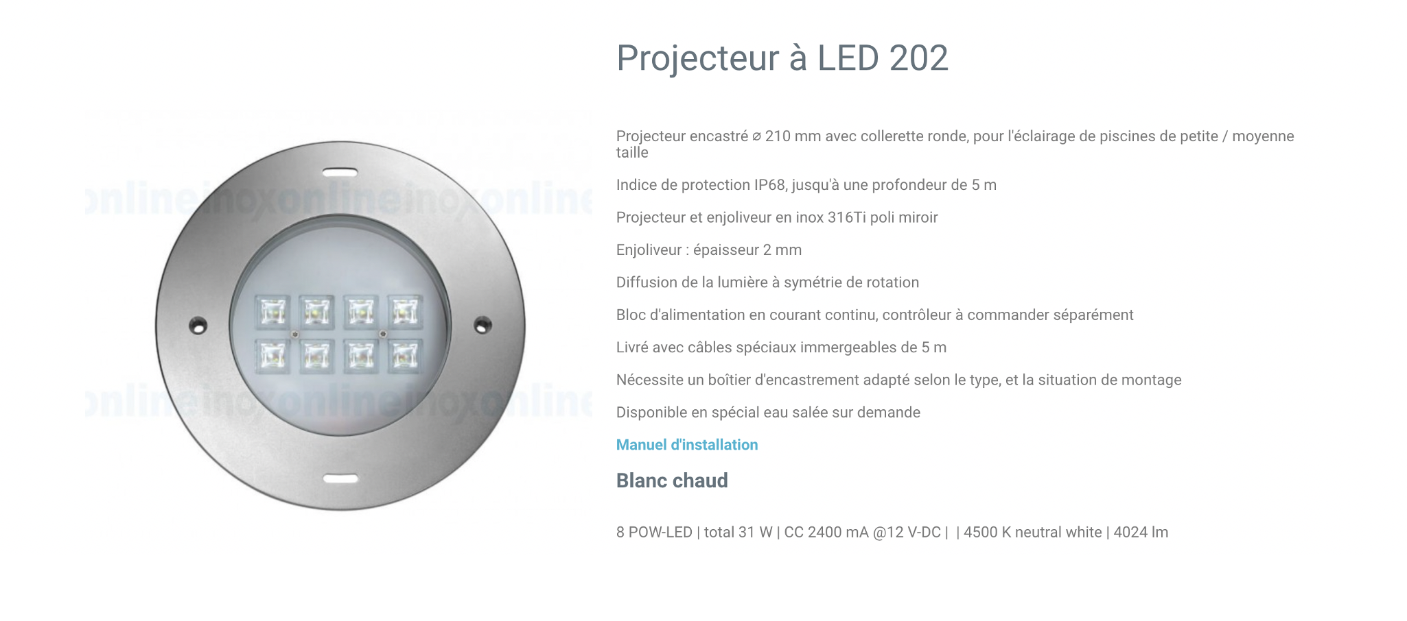 projecteur led en inox